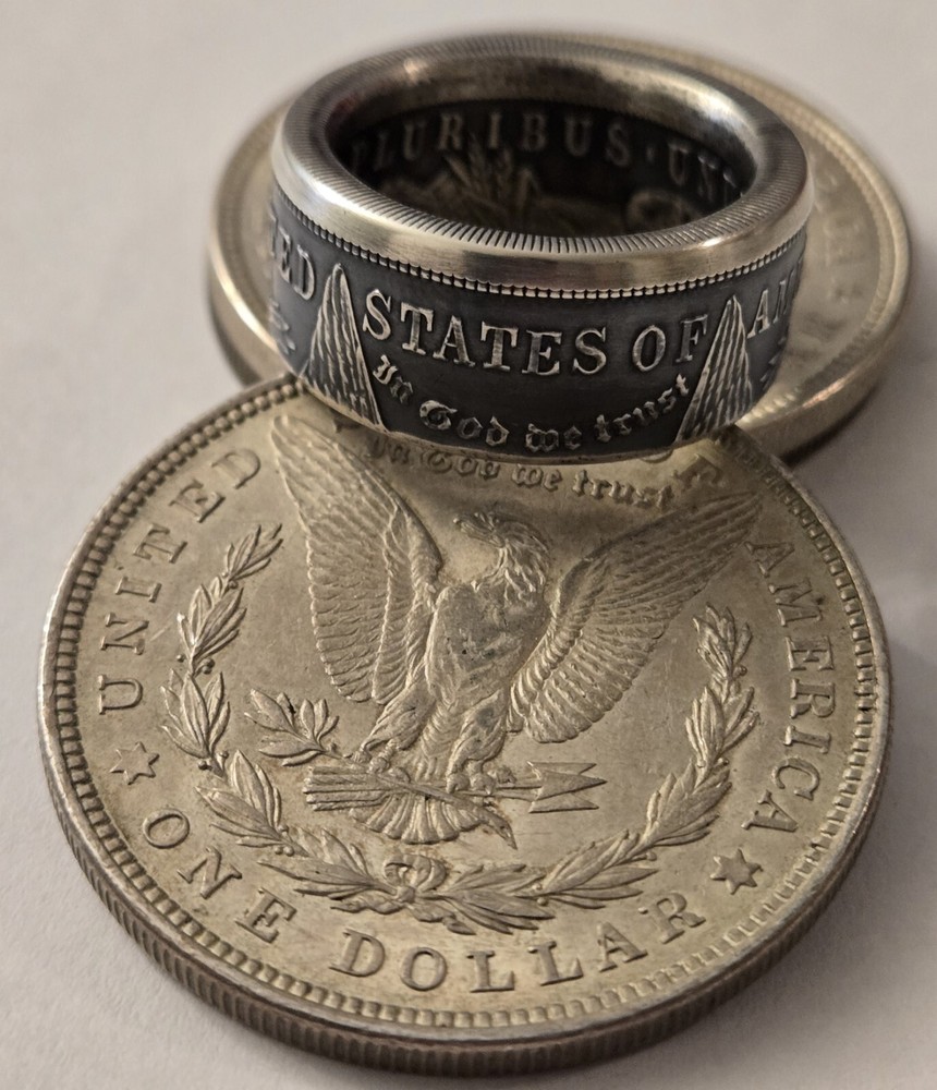Morgan Silver Dollar Coin Ring .900 Coin Silver You Pick Sz. 8-13 Biker Ring