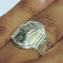 A silver-plated ring Egyptian pharaonic unique handmade piece of jewelry.