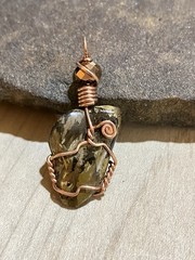 Bronzite Gemstone Copper Wire Wrapped Pendant, Handcrafted Gemstone Jewelry