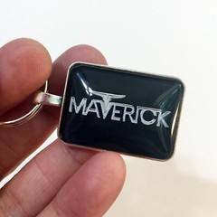 Vintage Ford Maverick Chrome Emblem Badge Logo Rectangle 1″ X 1.25″ Keychain