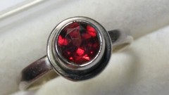 CUTE UNTREATED NATURAL GARNET IN STERLING SILVER RING SIZE 6.5-6.75!