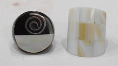 Ring 2 Black Horn Inlaid Mother of Pearl Ring Indonesia