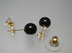 Gem Quality Onyx 8mm ball stud E/R premium 14k gold longer post bigger backing