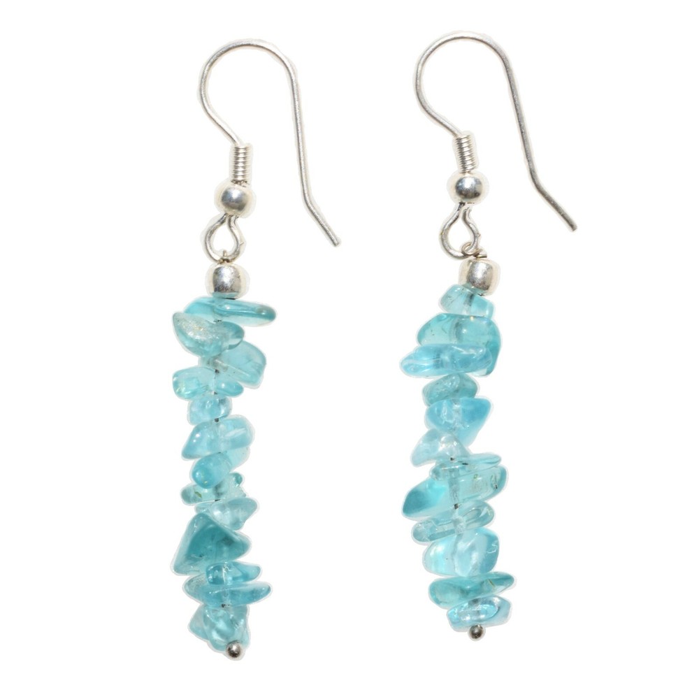 CHARGED Blue Apatite Crystal Chip Earrings REIKI Energy! ZENERGY GEMS™