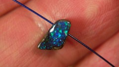 1.8c AUSSIE BOULDER OPAL TIGER TAIL STERLING SILVER NECKLACE PENDANT OCA18307