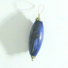 Spectacular Large Sterling Silver Natural LAPIS Oval Tube Pendant…Handmade USA