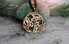 Celtic Wolves Knot Pendant – Solid Bronze – Irish/Viking/Norse/Heraldic/Trinity