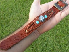 Cuff genuine Bison leather bracelet 1937 Buffalo Indian Nickel coin turquoise