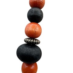 Tribal Boho 28″ Wood Bead Necklace Brown Black Botanical Harvest Philippines