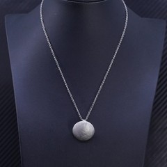 16”, southwestern sterling silver 925 circle necklace puffy matte pendant