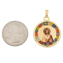 GlassOfVenice Murano Glass Jesus Millefiori Pendant