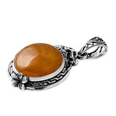 Bali Legacy Yellow Jade 17.90 ctw Dragon Pendant without Chain Sterling Silver