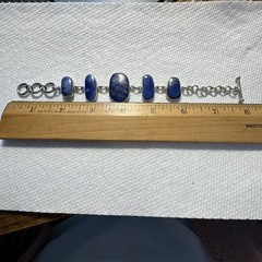 Lapis Lazuli Bezel Set STERLING SILVER TOGGLE BRACELET-adjust to 8” Beautiful