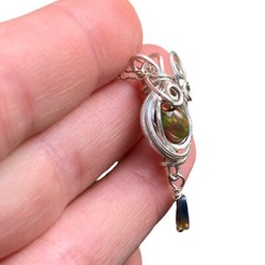 Ethiopian Black Opal Pendant 925 Silver Wire Wrap Necklace Handmade Jewelry