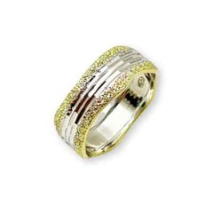Two Toned Wedding Ring In 14k Yellow & White Gold Diamond Cut Solid Jewelry