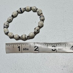 Recycled Handmade Paper Beaded Stretch Bracelet Boho Sustainable Jewelry Women