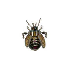 Artisan Crafted Insect Brooch Pin Mixed Metals Enamel