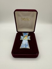 Vintage Brooch 1999 P Buckley Moss The 2000 Millennium Cross Ceramic Pin/Pendant
