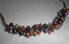 PASTEL Crystal & Natural Pearl adj 16″-19″ beaded necklace HANDCRAFTED