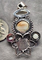 New Set Moonstone Pearl Shiva Shell Pendant Earrings Silver Flower Bird Goddess