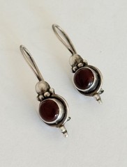 Vintage Sundance Catalog Sterling Silver Carnelian Dangle Hook Earrings