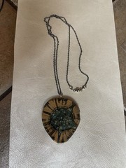 Teddy Bear Cholla Pendant. Finished Both Sides.Filled With Colored Resin/gemston