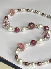 Artisan Handcrafted Art Deco Lampwork Glass Jewelry Necklace Mean Girlz #16 Pink