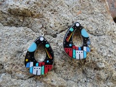 3 PC SET Old Pueblo Galaxy Micro Inlay Gemstone Opal Sterling Silver 925 AP49