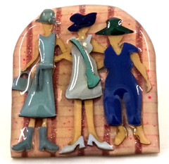Vintage Woman Pins By Lucinda Yates Handmade Pin Brooch Shopping Friends Sisters