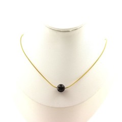 Necklace 1 Pearl Labradorite 0 5/16in Chain Steel Golden Stainless Femm
