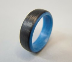 Carbon Fiber Blue Glow Ring-Made in USA- sizes 4-16