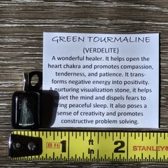 Green Tourmaline Pendant Verdelite Polished Stone Silver Tone Bail
