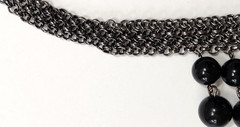 Gunmetal Chainmail Necklace Black Jet Bead Dangles Steampunk Gothic Vampire