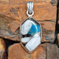 Sterling Silver White Buffalo Turquoise Pendant 925 Southwestern Style