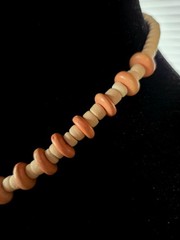 Hand-Carved Natural Wood Beaded Flower Pendant Necklace 16″ Orange