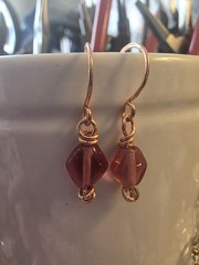 Healing USA Mined COPPER MINIMALIST 1/2 in. Antique Rich Pink Bead Earring