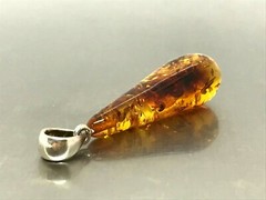AMBER PENDANT Glossy Natural BALTIC AMBER Stone Unique Gift Silver 925 2g 15076