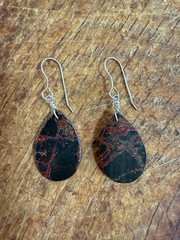 Prairie Sky Jewelry Co. Silver Red Creek Jasper Teardrop Dangle Earrings