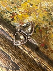 Citrine Trillion Cut Silver Ring Size 7 HANDMADE NEW GOLDEN HUES