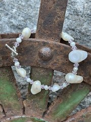 #13: 7-inch Large Tooth Fresh Water Pearl and Pink Glass Beaded Bracelet