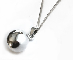 TAXCO 925 Ster Silver 3/4 in Harmony Ball Pendant w 20 in Box Chain Necklace EUC