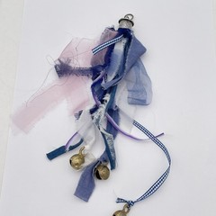 Handmade Blue Fabric Tassel Pendant Women Fringe Boho Bells Cotton Jewelry Long