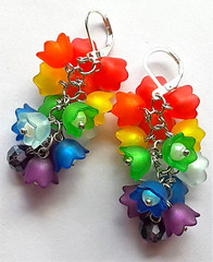 RAINBOW FLOWER CLUSTER Acrylic Carnival Party earring SP LEVER BACK WPAC75