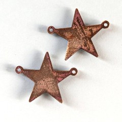 Blue Star Charms Enameled Copper with Black Murrini 2-Loop Connectors (20764)