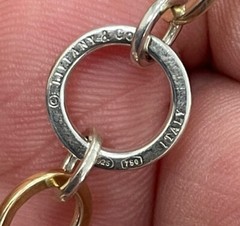 Authentic Tiffany & Co Italy Sterling Silver 18K Gold Circle Link Bracelet