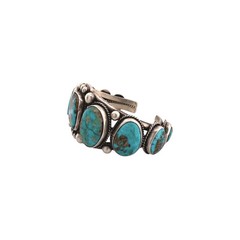 Navajo, Vintage, Bracelet, Morenci Turquoise, Circa 1960, Navajo, 6 1/2″