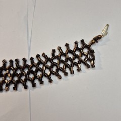 Betsey-Rose Weiss Handwoven Bronze Glass Bead Collar Necklace 15″ New Orleans