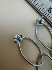 Four Hoop Circles Dangle Earrings 925 Sterling Silver Handmade 3” Long