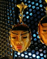 MaryBee Jewelry: Gold Tone Asian Mask Pierced Earrings 07-07-2021