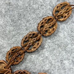 Vintage Handmade Wood Seed Necklace Boho Adjustable Natural Beads 13in Long